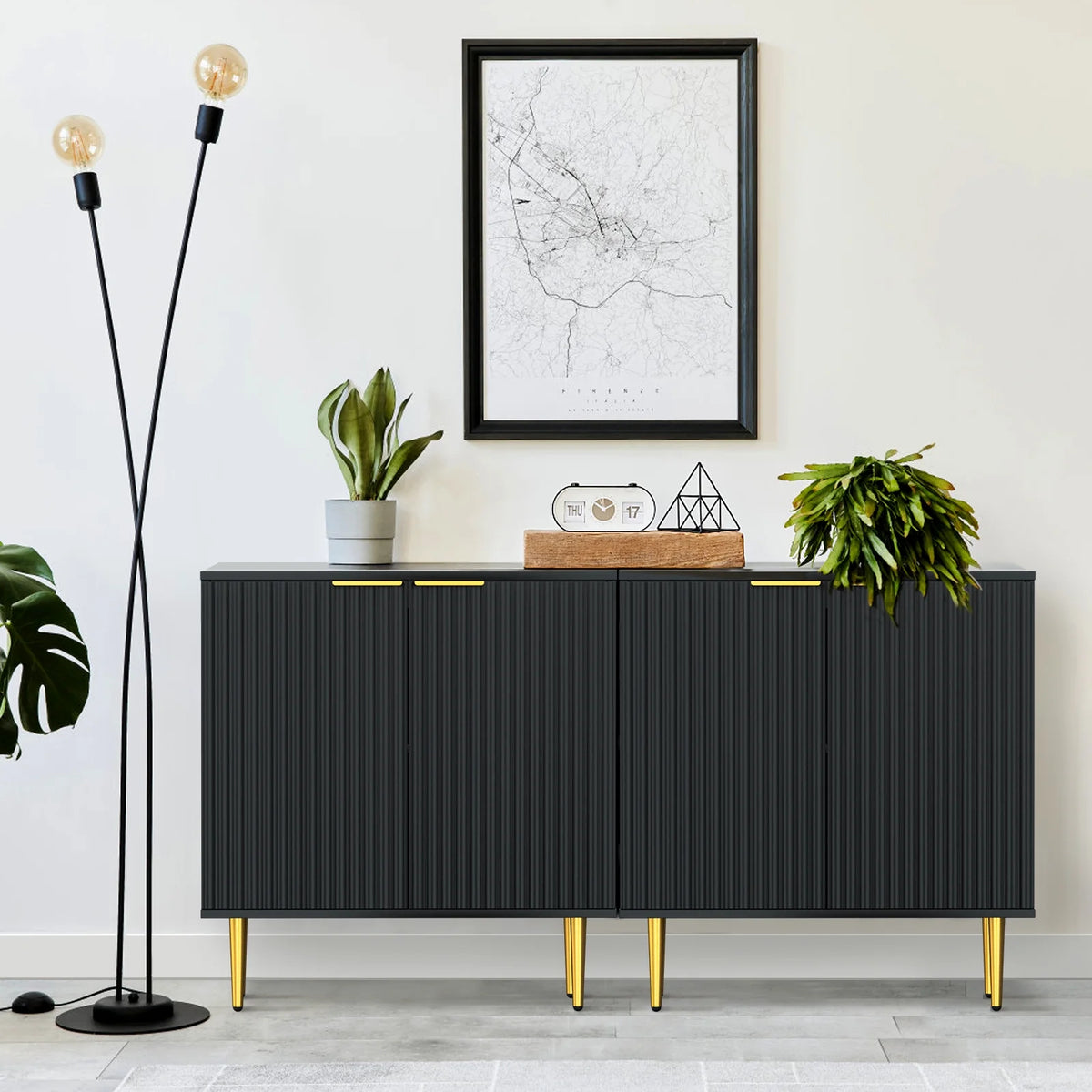 Black Storage Cabinet with Doors and Adjustable Shelves T171794