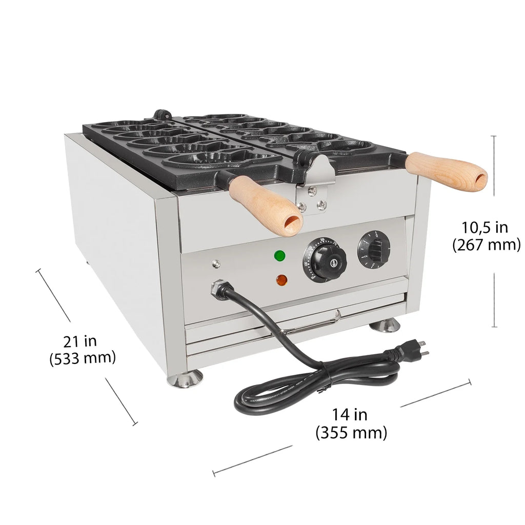 6 Close-Mouth Fish Shaped Waffle Electric Taiyaki Machine Z4078