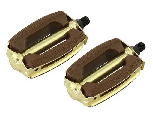 Rubber Pedals 1/2 Brown and Gold, Pair, Bike Part for Cruiser, BMX, Lowrider, Trike E77988