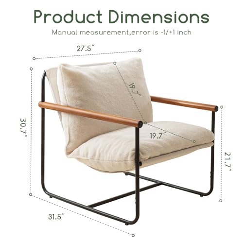 Beige Accent Chair with Wood Armrests G748506