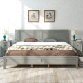 Gray Solid Wood Platform Bed Frame with Headboard X162859
