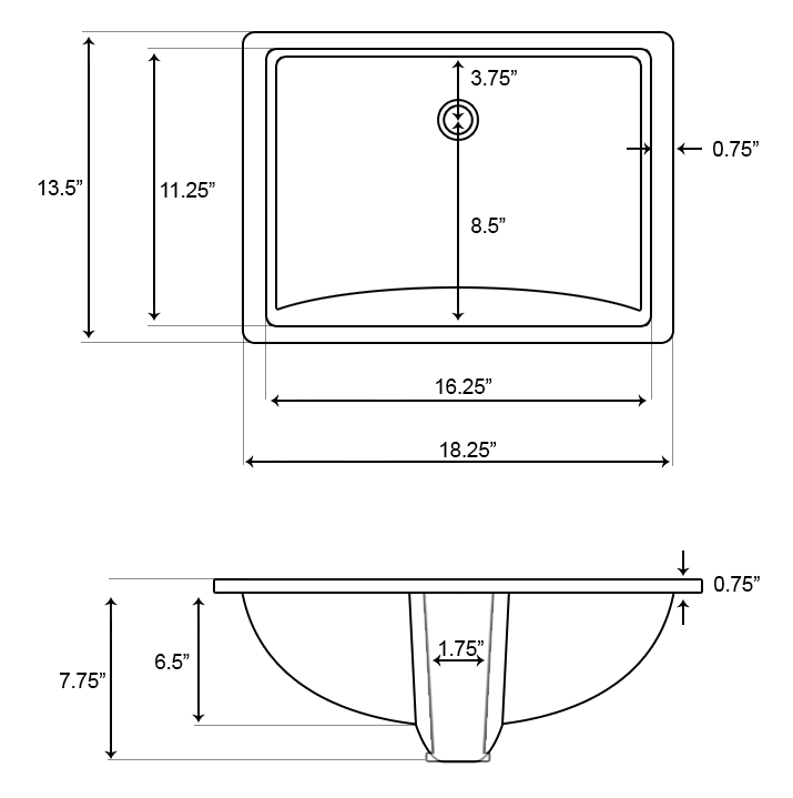 18.25-in. W Rectangle Undermount Sink Set in Biscuit H915468