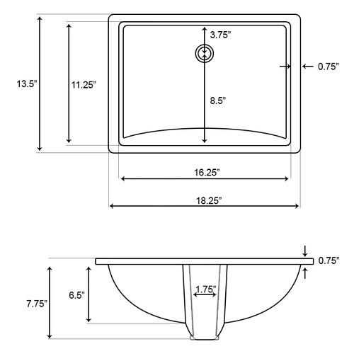 18.25-in. W Rectangle Undermount Sink Set in Biscuit H915468