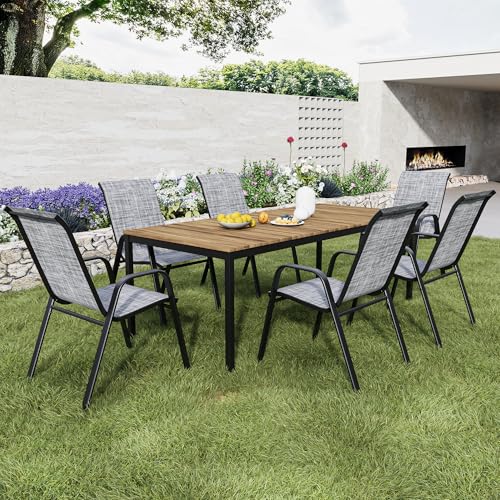 Patio Dining Chairs Set of 4 Stackable Textilene Fabric Rustproof Metal Frame B875419