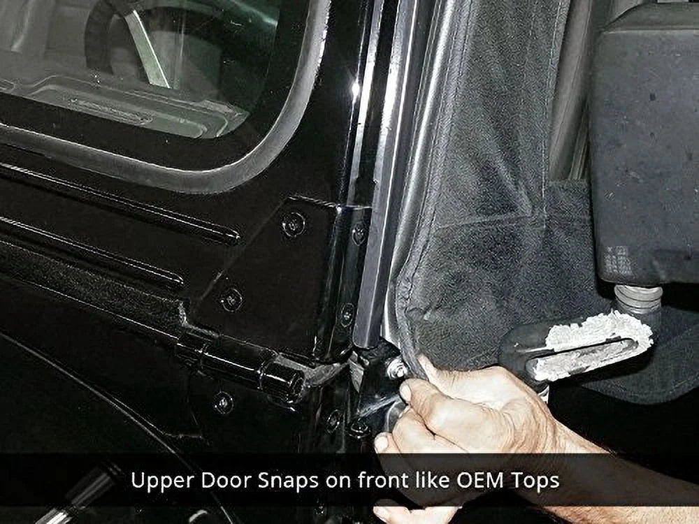 Black Denim Vinyl 2 Door Jeep Soft Top with Rear Plastic Tinted Windows Y312412
