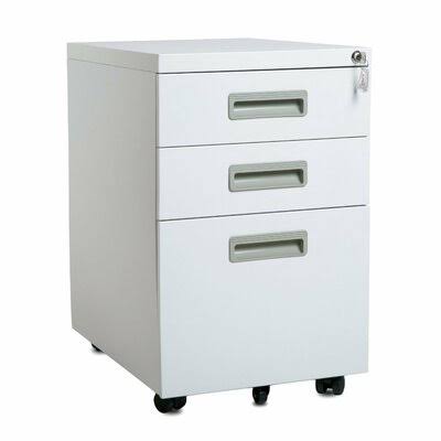 White 3-Drawer Mobile Vertical Filing Cabinet S963