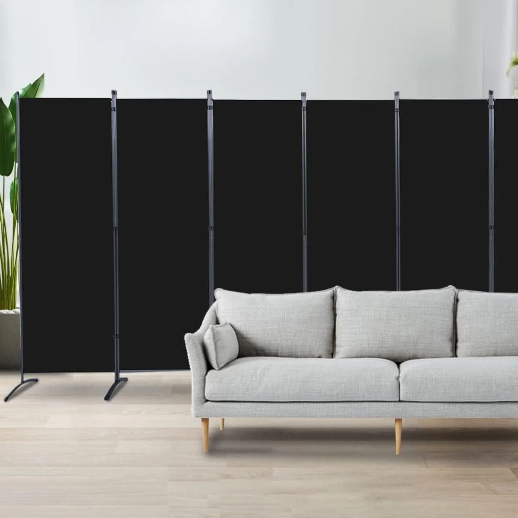 Black 6-Panel Folding Room Divider E4878