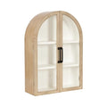 Natural Wood and White Arched Wall Cabinet Q739749