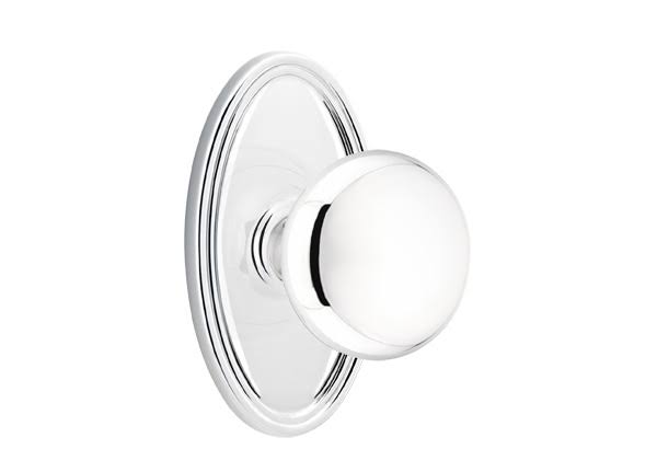 Passage Knob with Oval Rose, Bright Chrome M344