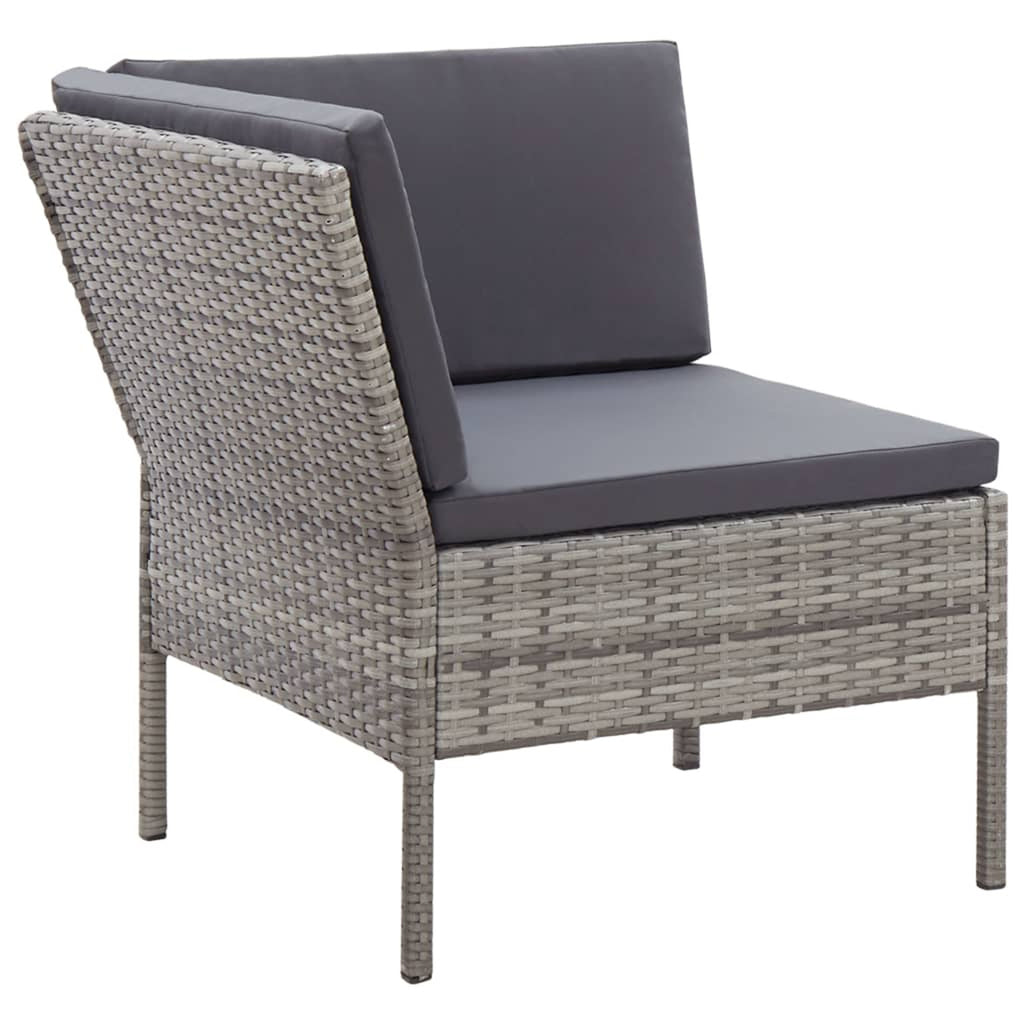 6 Piece Gray Poly Rattan Outdoor Sectional Set with Side Table O500