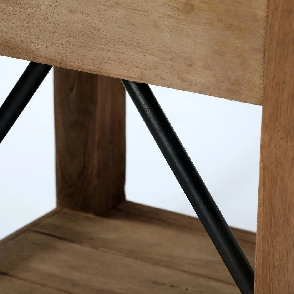 22" Wood and Zinc Metal End Table with Drawer K8473