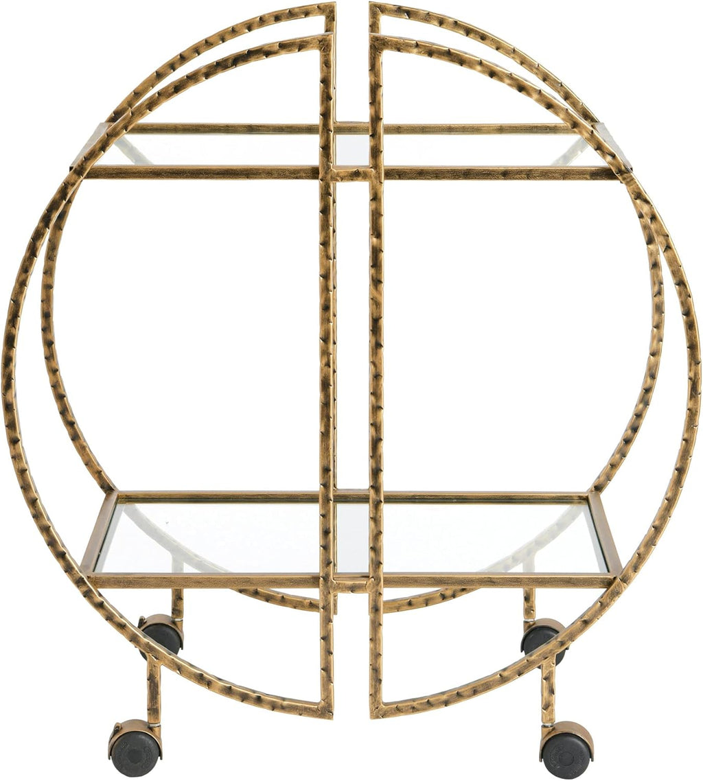 Hammered Brass Bar Cart K4132