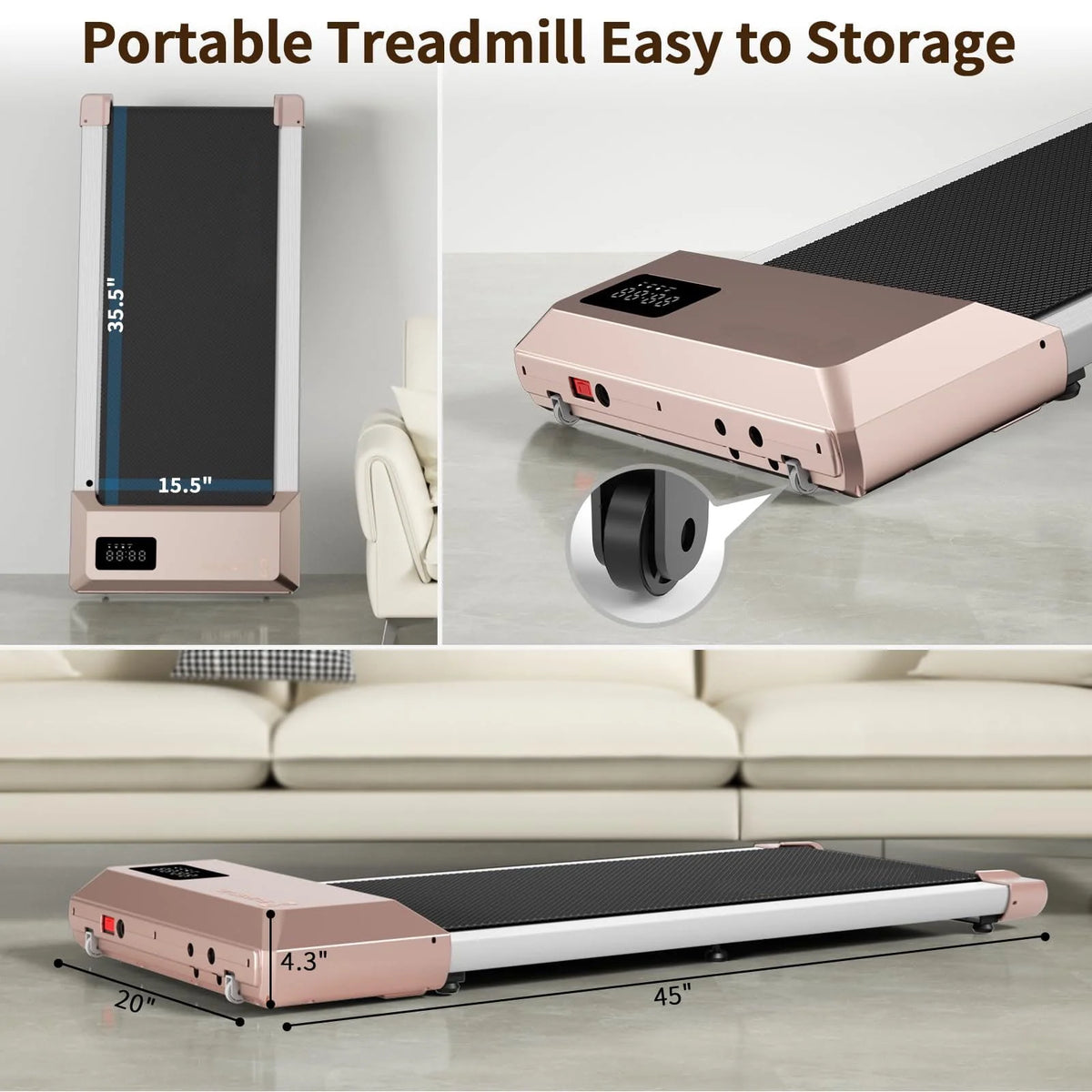 2.5Hp Ultra-Quiet Walking Pad Treadmill with Remote Control W665075