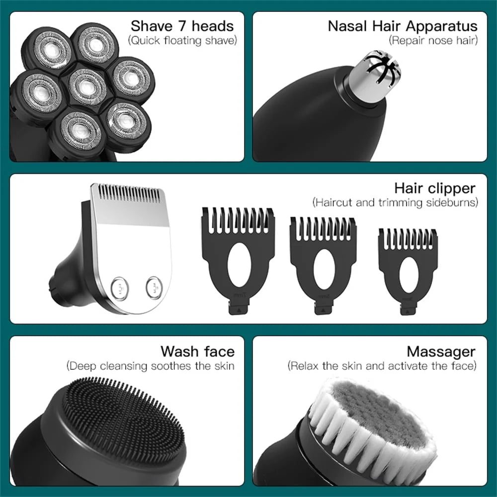 5 in 1 Waterproof Wet/Dry Electric Head Shaver L321971