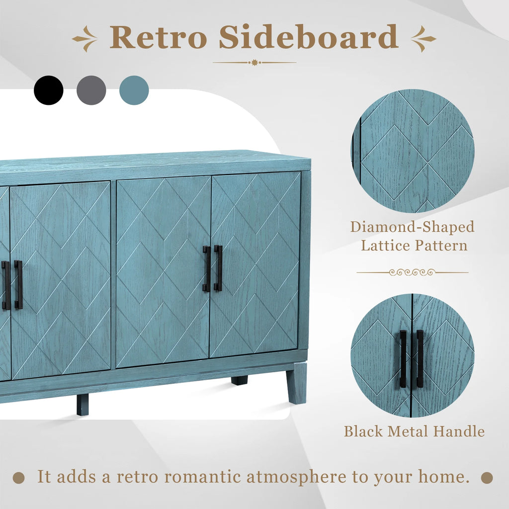 4-Door Retro Sideboard with Adjustable Shelves T10491