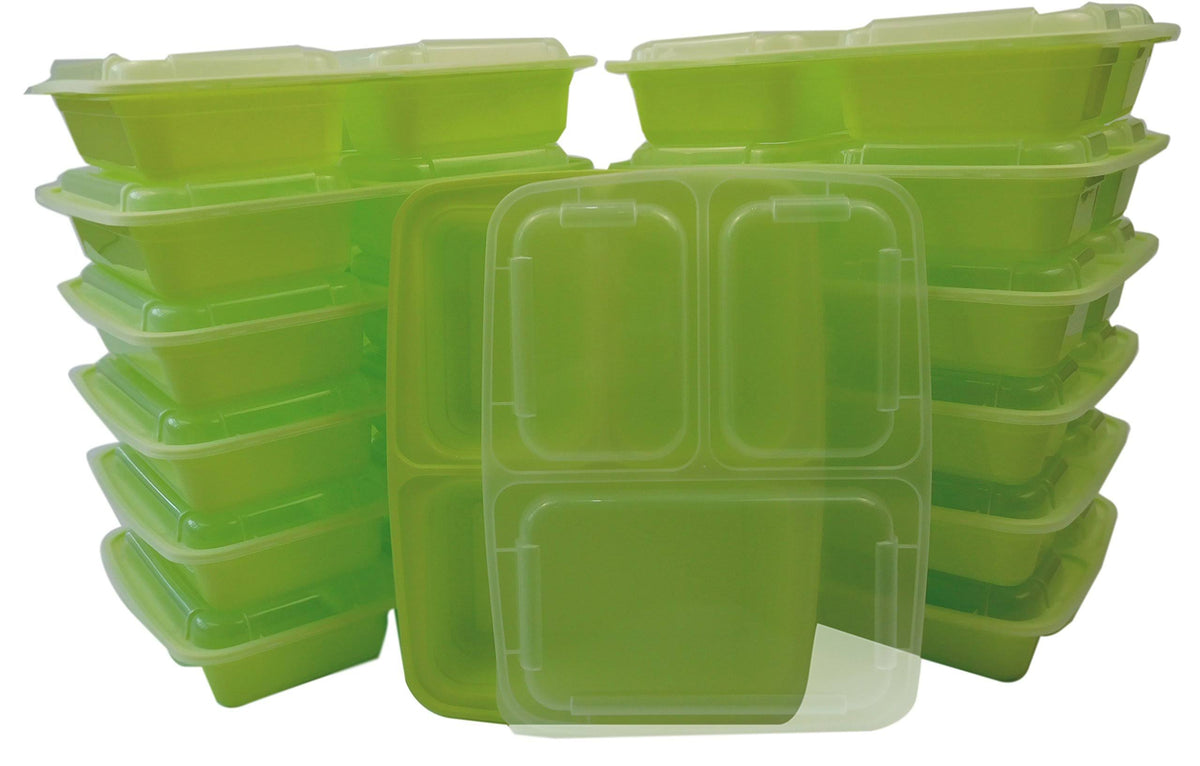 150-Pack Bento Lunch Boxes with Lids (3 Compartment/ 36 oz) Reusable Dish Set Z9535
