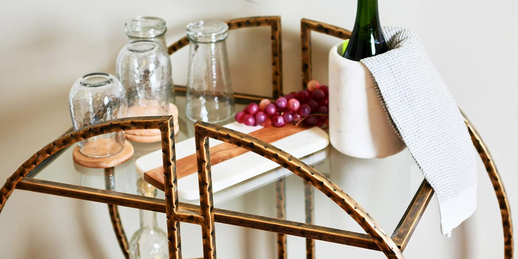 Hammered Brass Bar Cart K4132