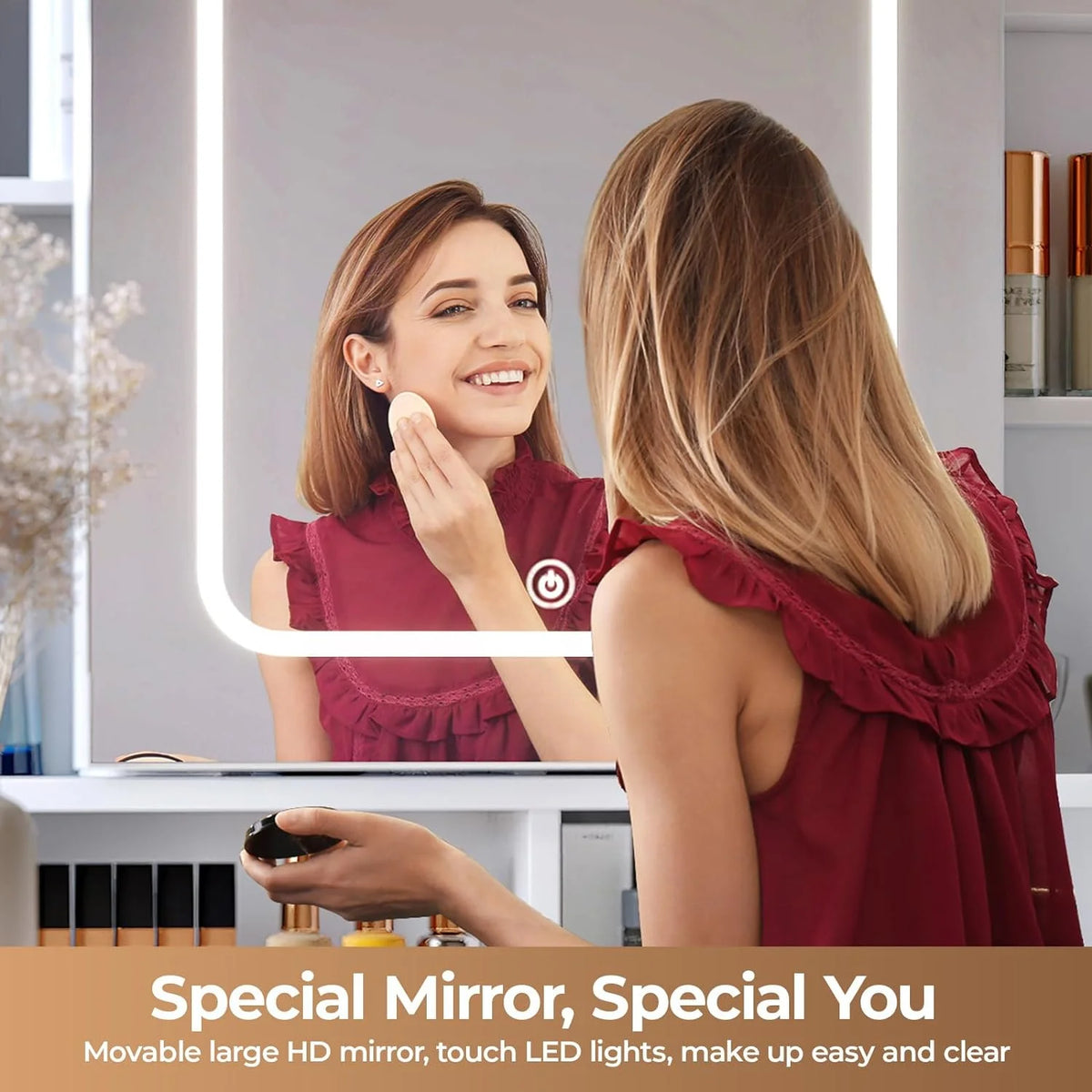 Vanity Set with Lighted Mirror and Stool L11715