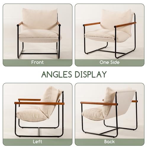 Beige Accent Chair with Wood Armrests G748506
