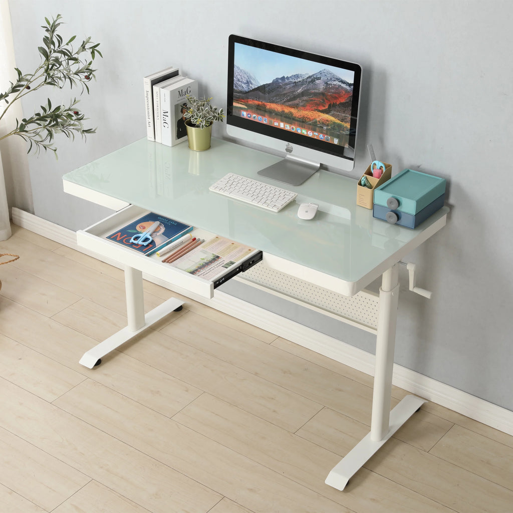 Tempered Glass Adjustable Height Standing Desk 48 x 24 Inches R711564