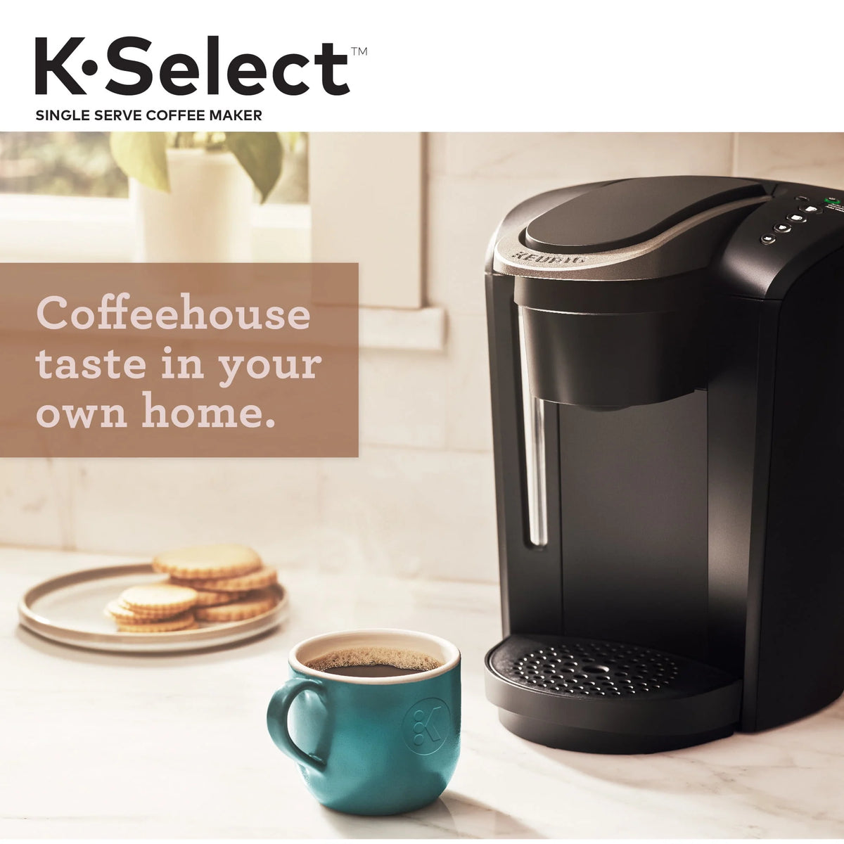 Single-Serve K-Cup Pod Coffee Maker with 12oz Brew Size, Matte Black I161