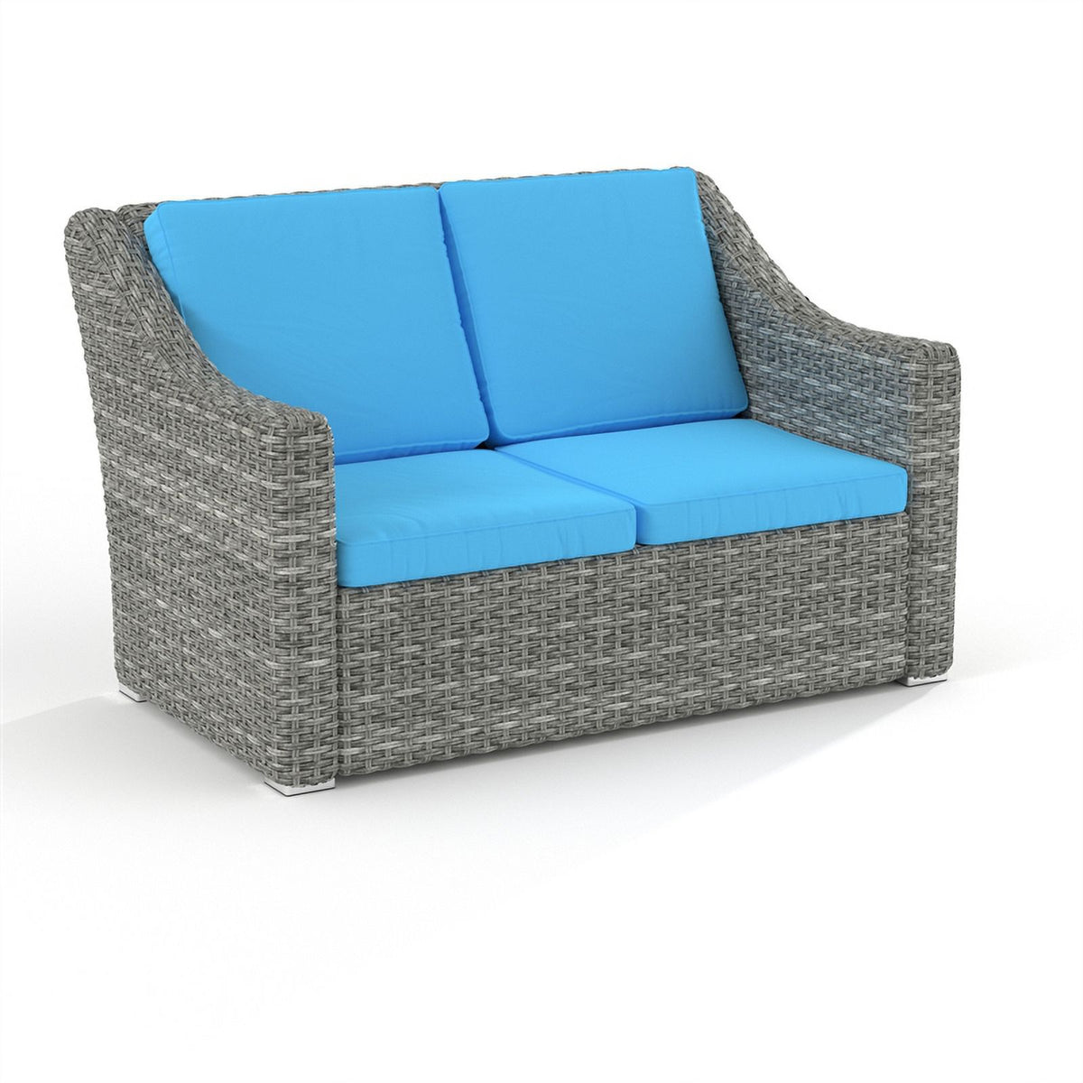 Teal Cast Iron Outdoor Wicker Loveseat Y741