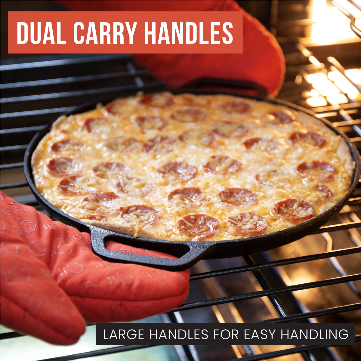 Black 12 in x 14 in x 1 in Cast Iron Baking Pizza Pan N657