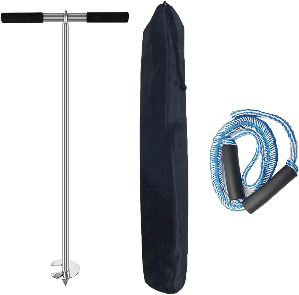 36" Marine Grade Stainless Steel 316 Boat Sand Anchor Kit with Bungee Dock Line and Case, Pack of 2 I698117