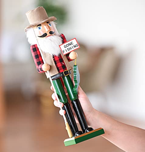 Red and Green Wooden Fisherman Nutcracker 15" V7863