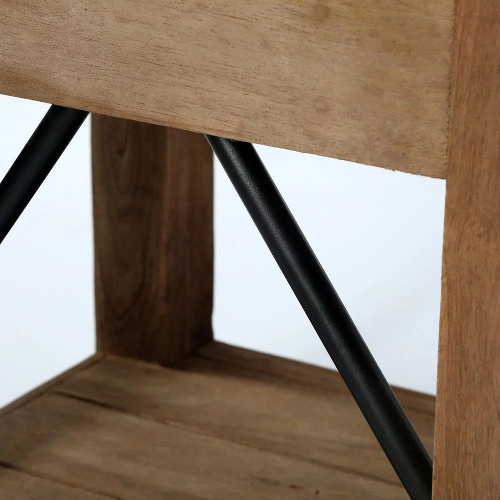 22" Wood and Zinc Metal End Table with Drawer K8473