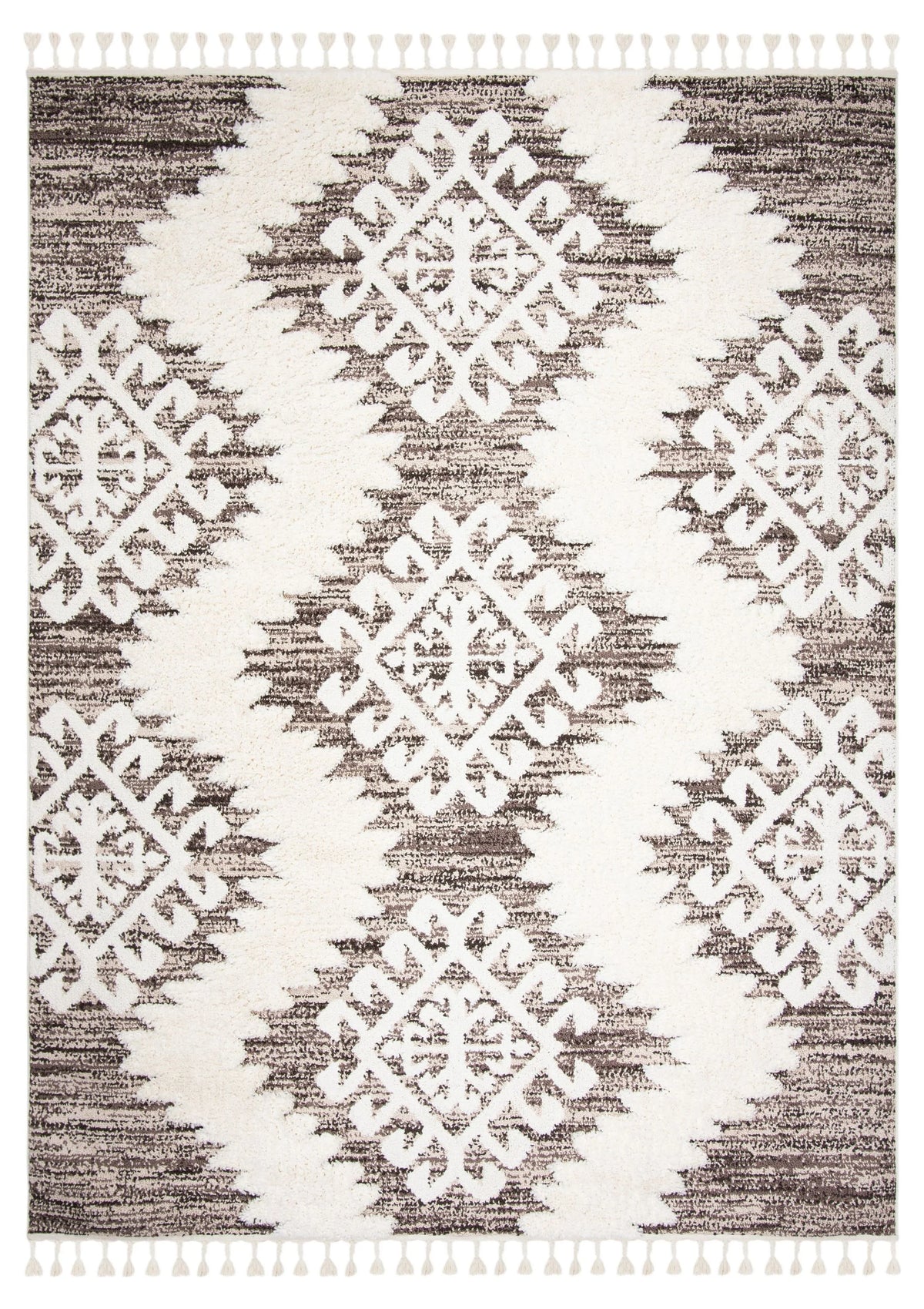 Ivory Brown 8' x 10' Shag Area Rug M674517