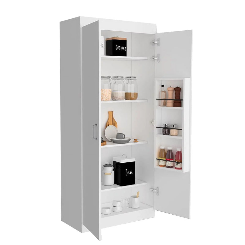 White 5-Shelf Engineered Wood Pantry Cabinet Y4229
