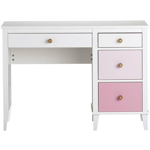 2 Piece Kids Bedroom Set with Bookcase and Desk in White and Pink Y265