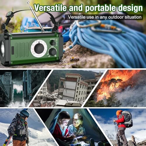 37000mWh Hand Crank Solar NOAA AM FM Weather Radio with Flashlight Reading Lamp SOS Alarm Compass Power Bank S499