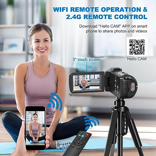 64MP 18X Digital Camcorder with 3.0 inch Flip Screen, 32GB SD Card, Two Batteries and External Mic B324