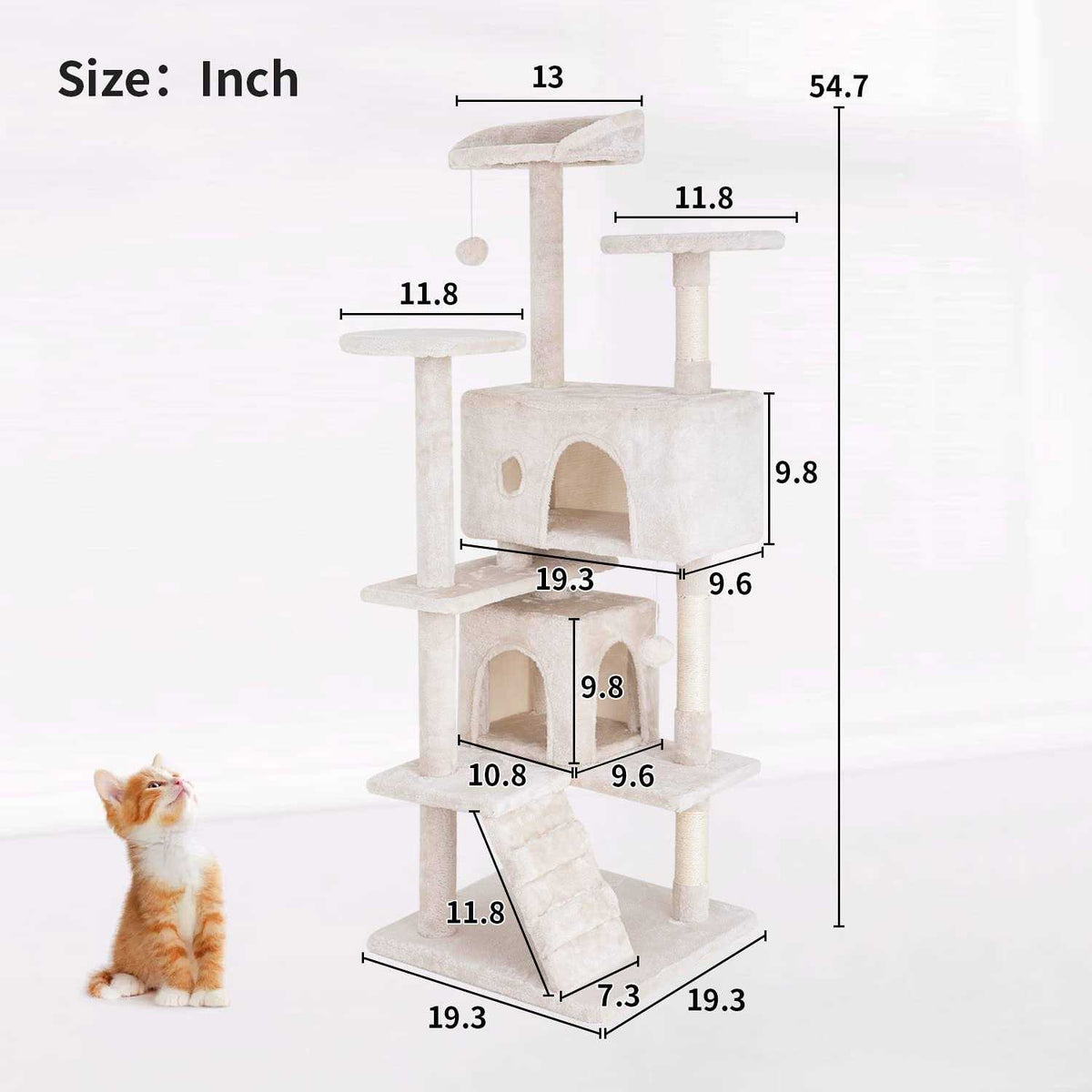 54in Multi-Level Cat Tree with Scratching Post K2997