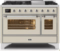 48 Dual Fuel Propane Gas Range Antique White Chrome Trim Z901558