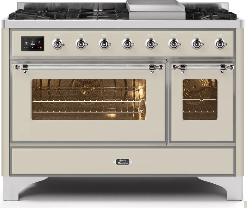 48 Dual Fuel Propane Gas Range Antique White Chrome Trim Z901558