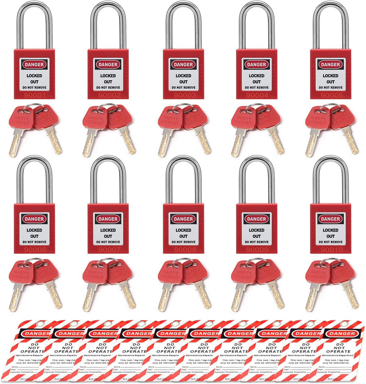 50 Locks 50 Tags Red Lockout Tagout Safety Padlocks Kit F191