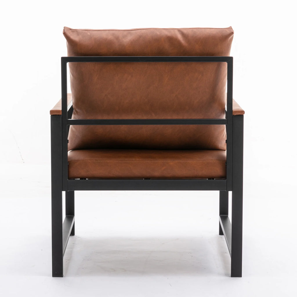 Orange Faux Leather Accent Chair with Black Metal Frame Q420523