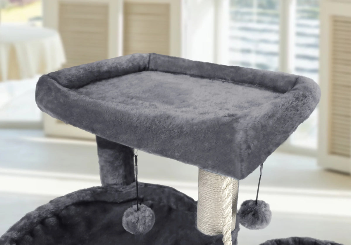 Grey Cat Tree with Scratching Posts and Hammocks S89537