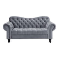 Dark Gray Velvet Loveseat with Nailhead Q8213