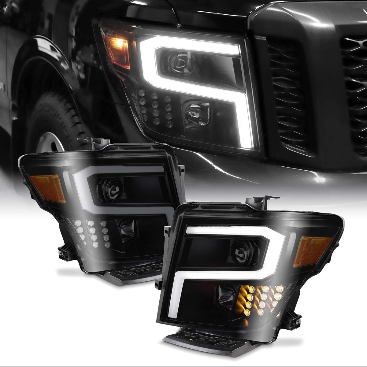 Chrome Projector LED Headlights Q4904