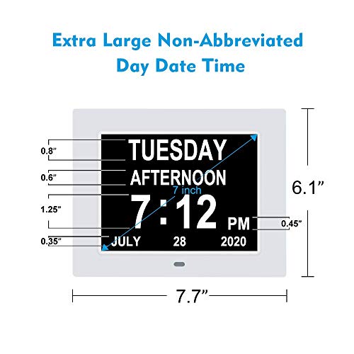 8 Inch Extra Large Calendar Day Date Time Clock with Non-Abbreviated Day Month Z43602
