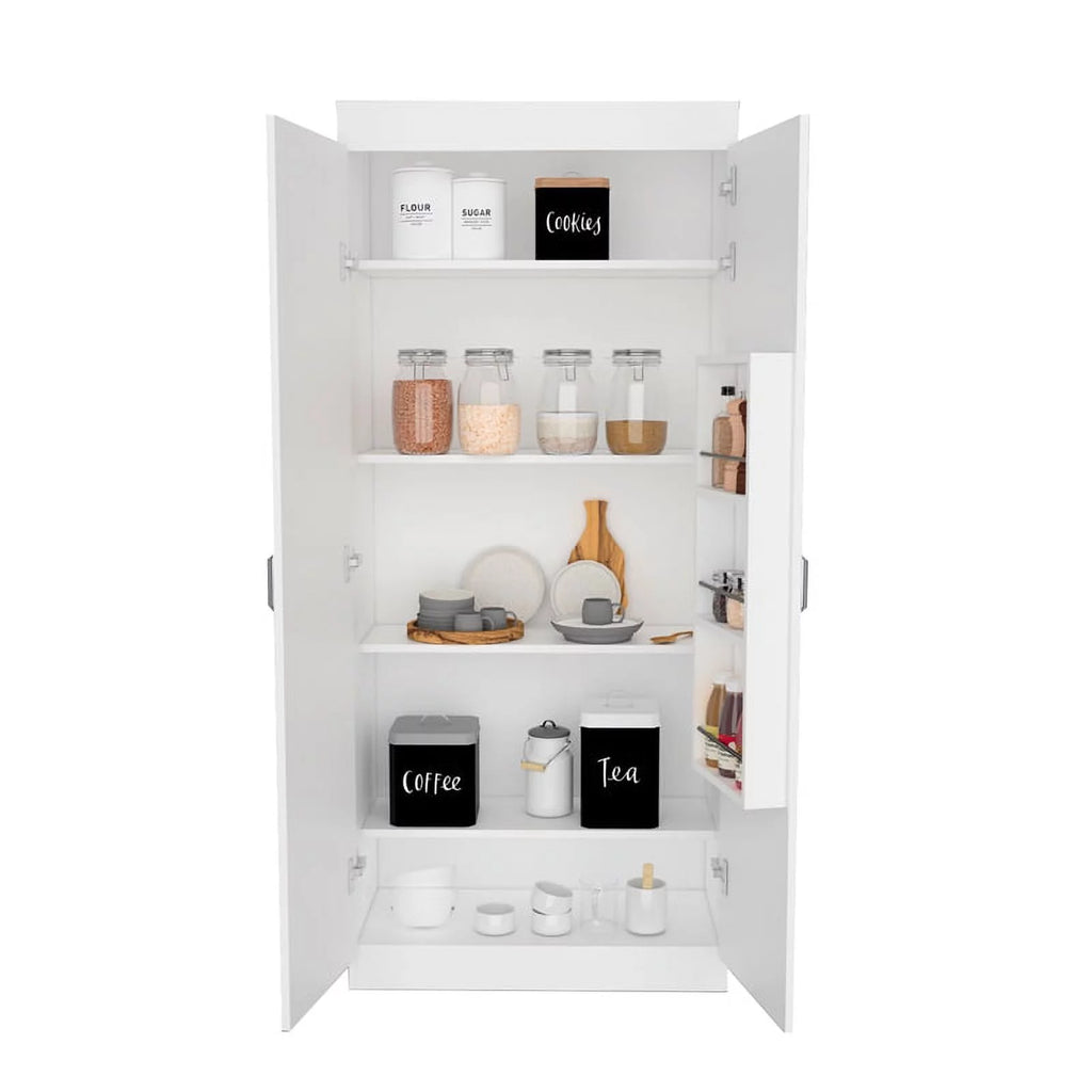 White 5-Shelf Engineered Wood Pantry Cabinet Y4229