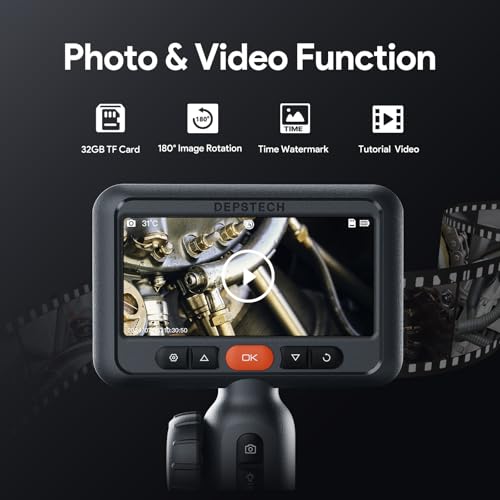 Dual Lens Articulating Endoscope Camera with Lights, 4.5" Screen, 5FT Flexible G457