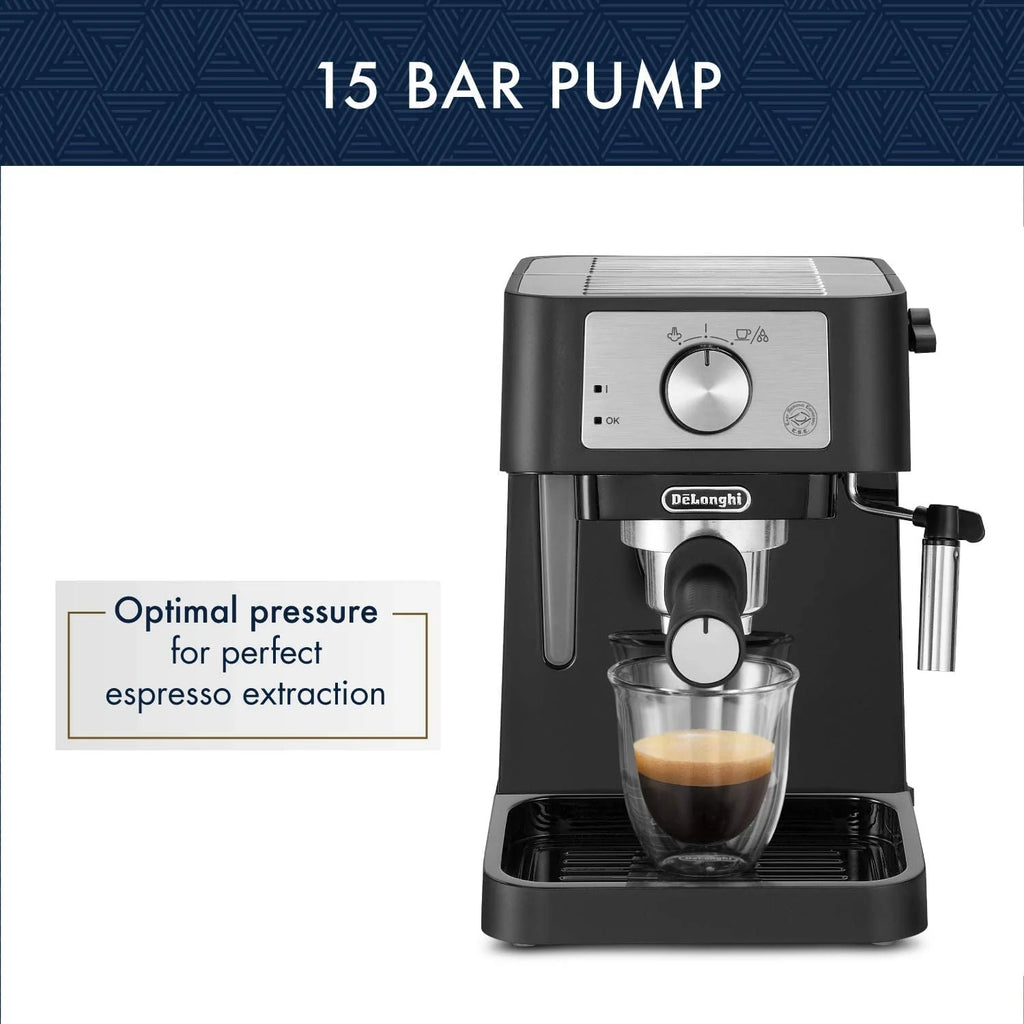 Manual Espresso Machine with Milk Frother, 15 Bar, Black / Stainless G3345