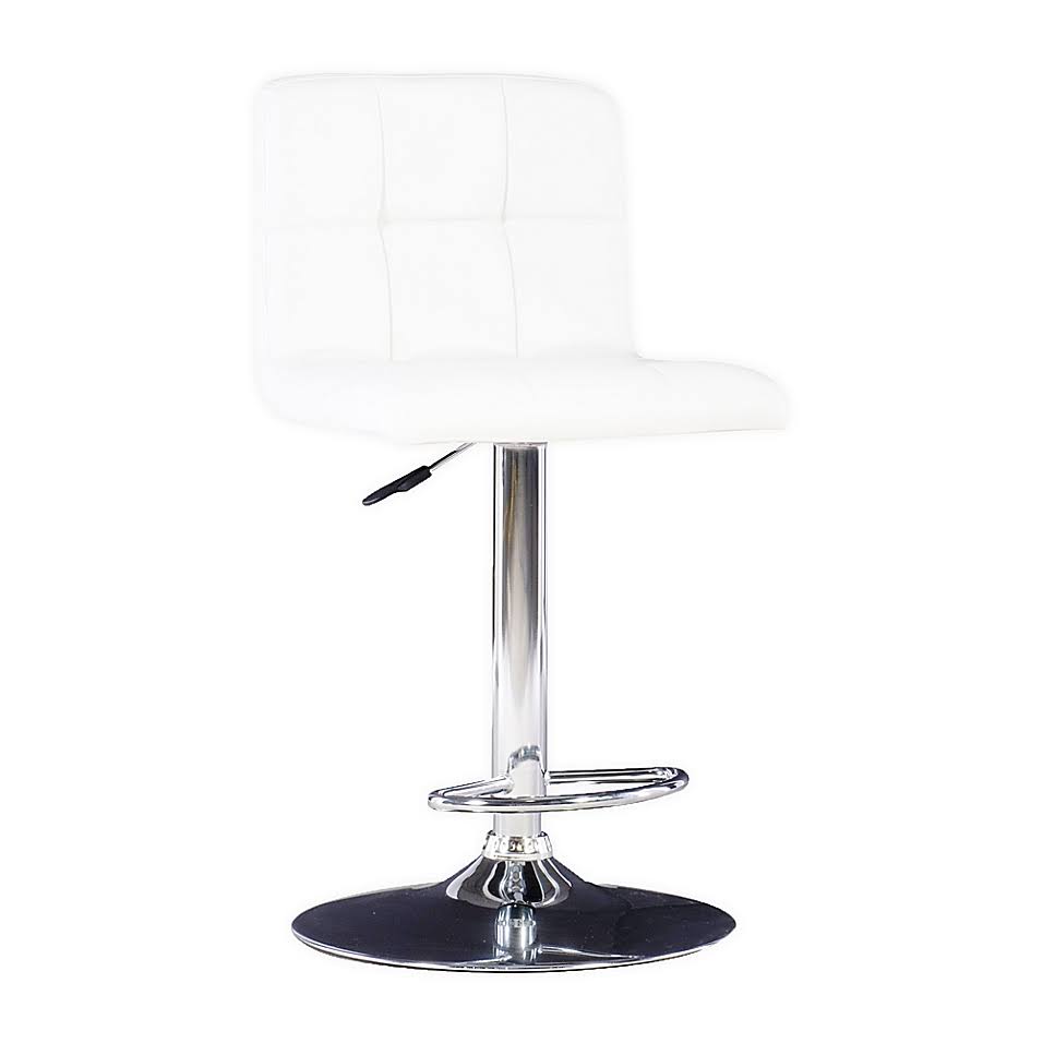 White Faux Leather Adjustable Bar Stool C145112