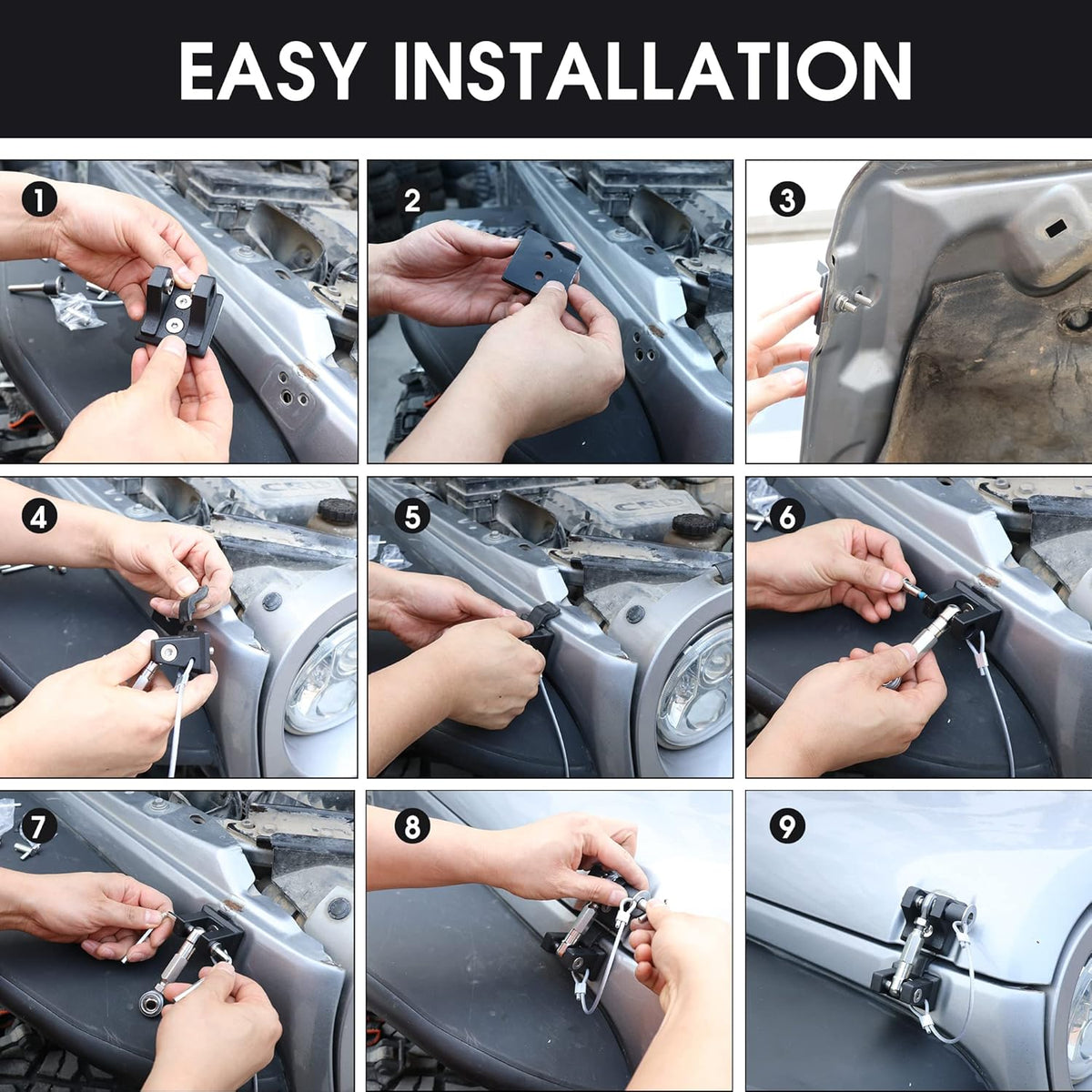 Aluminum Locking Hood Latch Kit 1 Pair E554