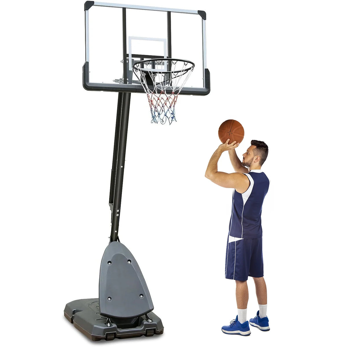 44" Portable Adjustable Basketball Hoop System with Wheels H541